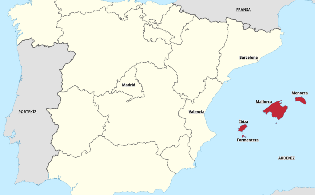 Balerik adaları: Mayorka, İbiza, Menorka ve Formentera